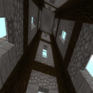 Blick zur Decke vom Turm