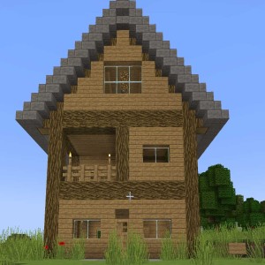 Vorderansicht vom 3stöckigen Holzhaus